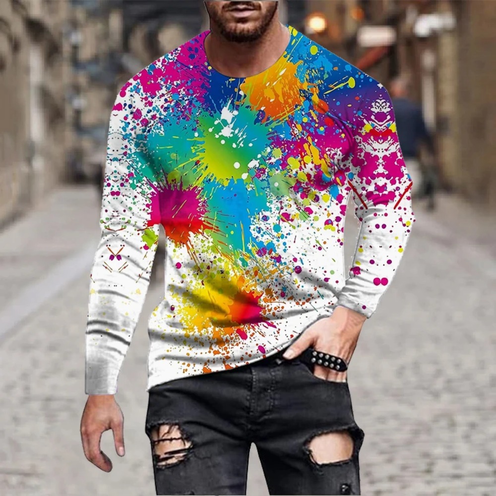 3D Printing Custom - Camiseta masculina com estampa de arco-íris,