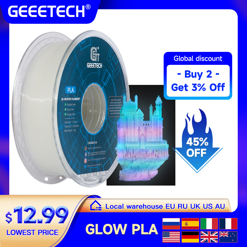 GEEETECH Glow PLA 1.75mm 1kg B - 3D Printing Nylon avaliação e preço